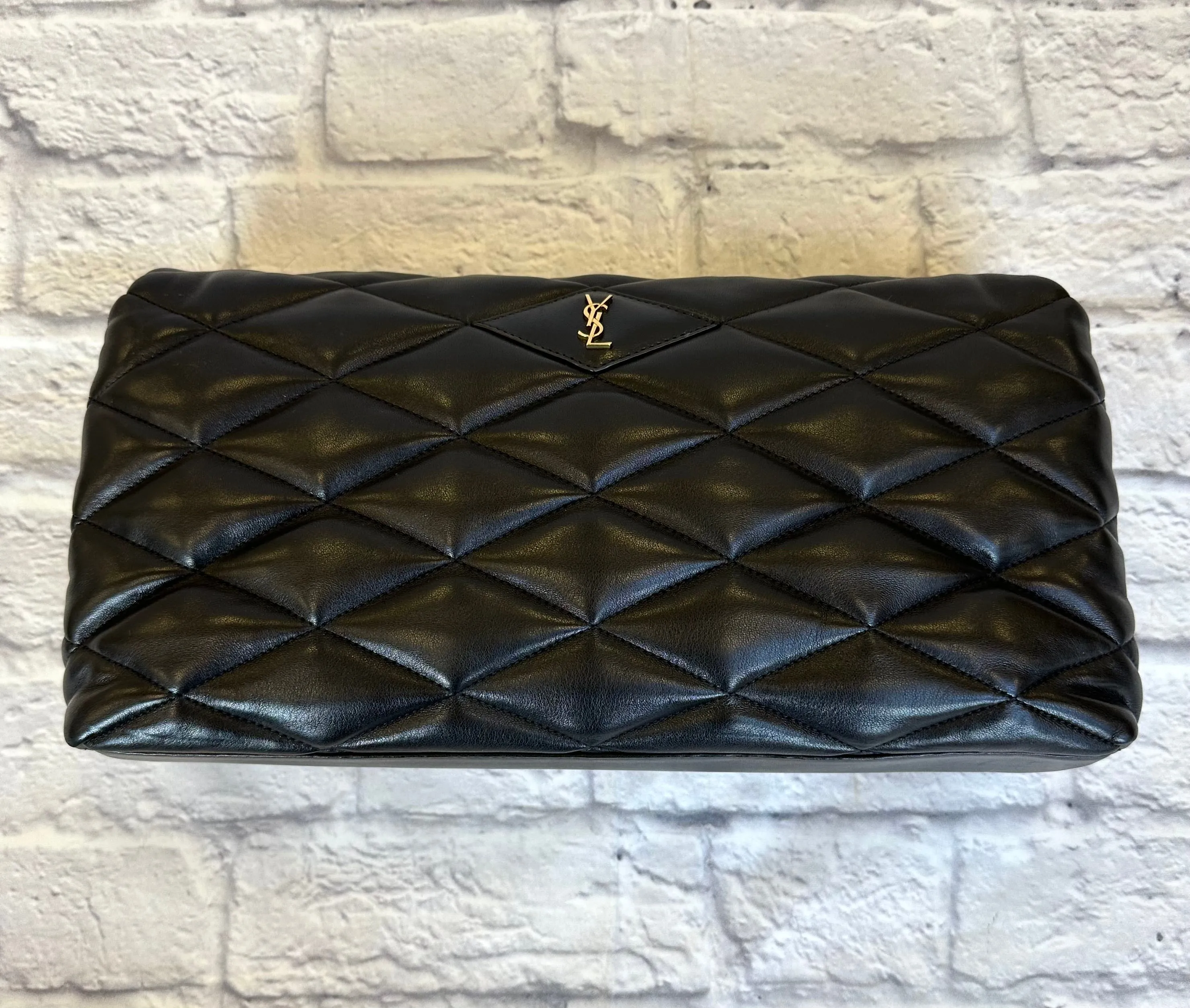 Saint Laurent Black Sade Puffer Clutch