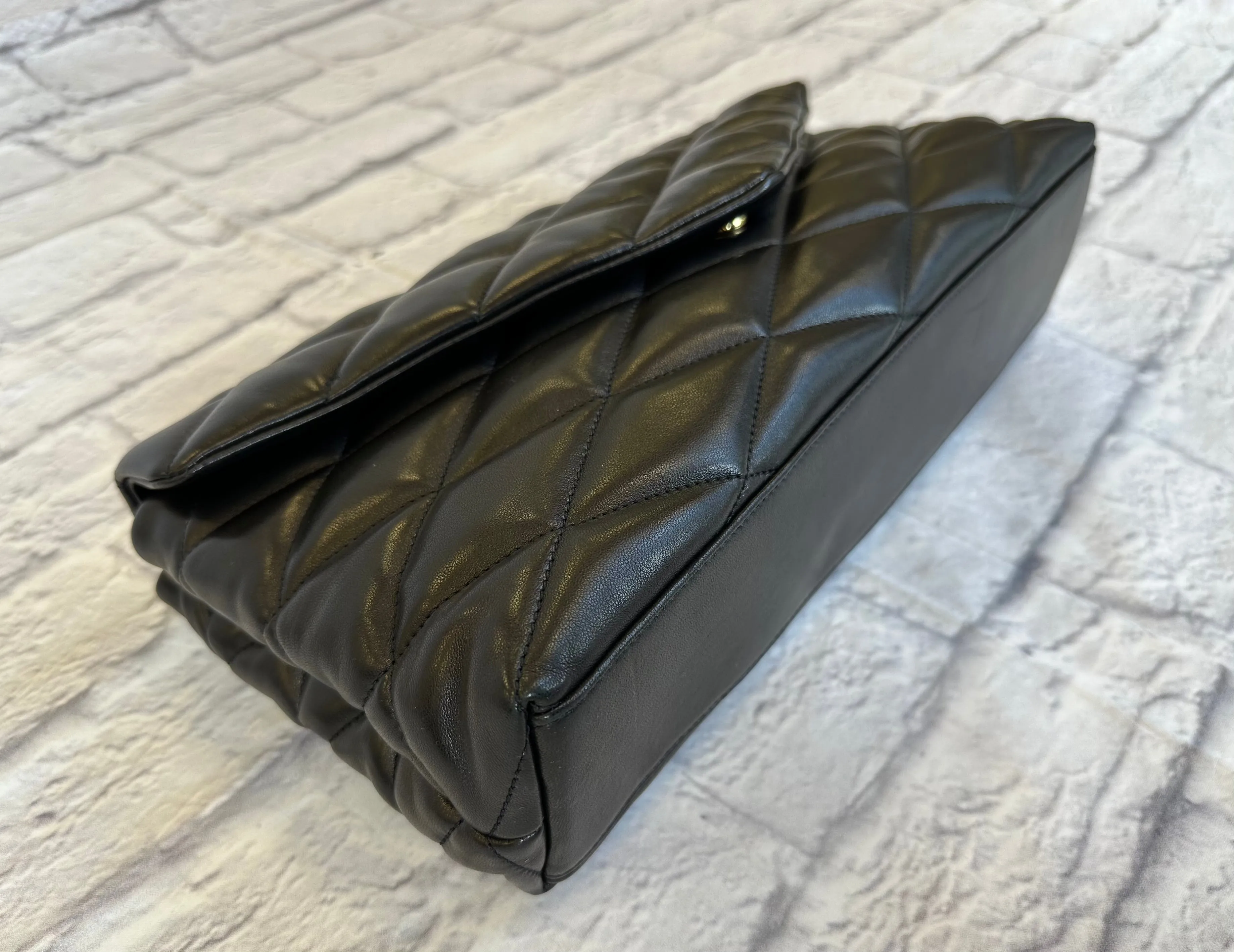 Saint Laurent Black Sade Puffer Clutch