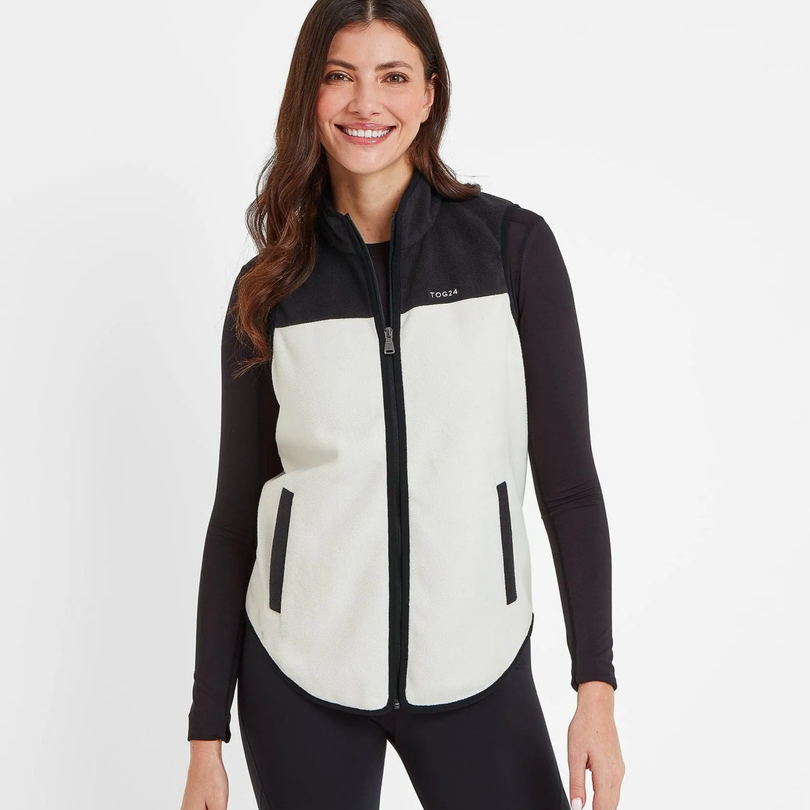 Sarel Womens Colour Block Fleece Gilet - Vanilla/Black