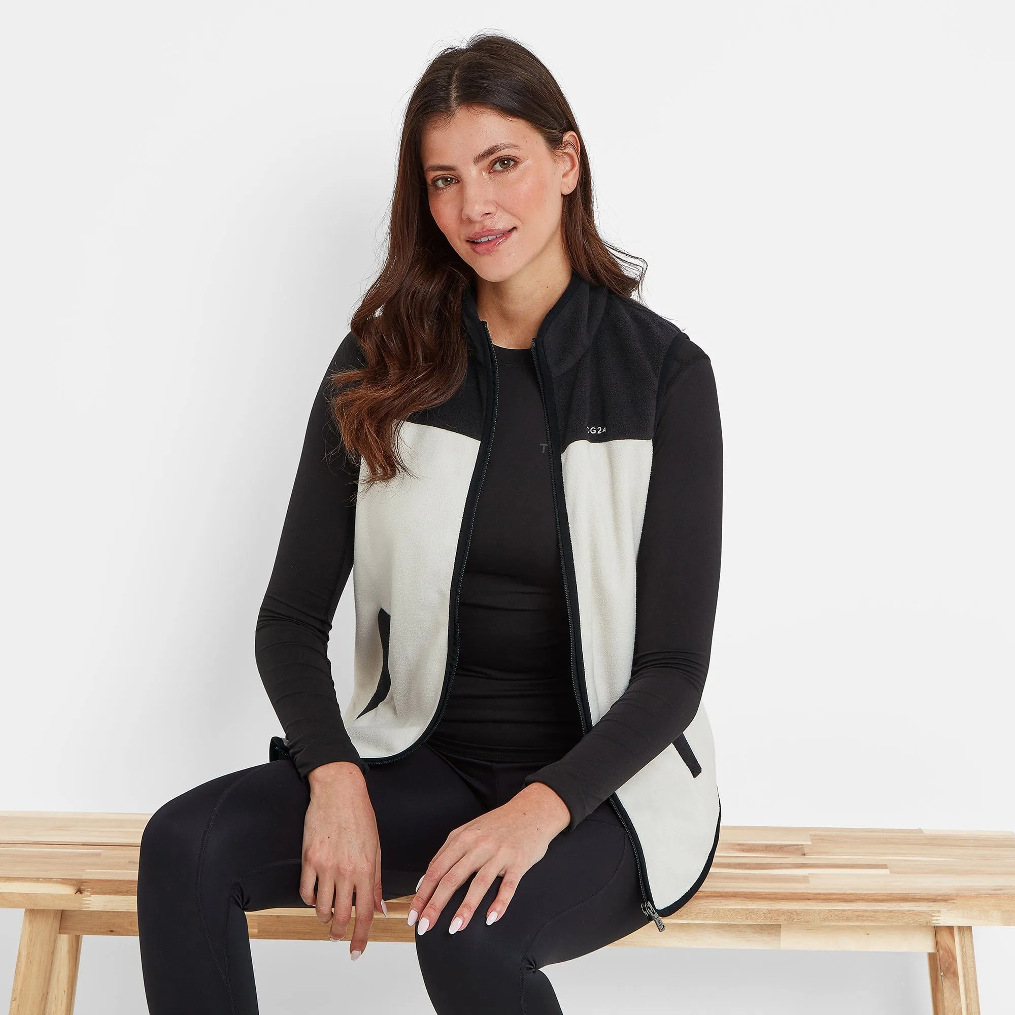 Sarel Womens Colour Block Fleece Gilet - Vanilla/Black