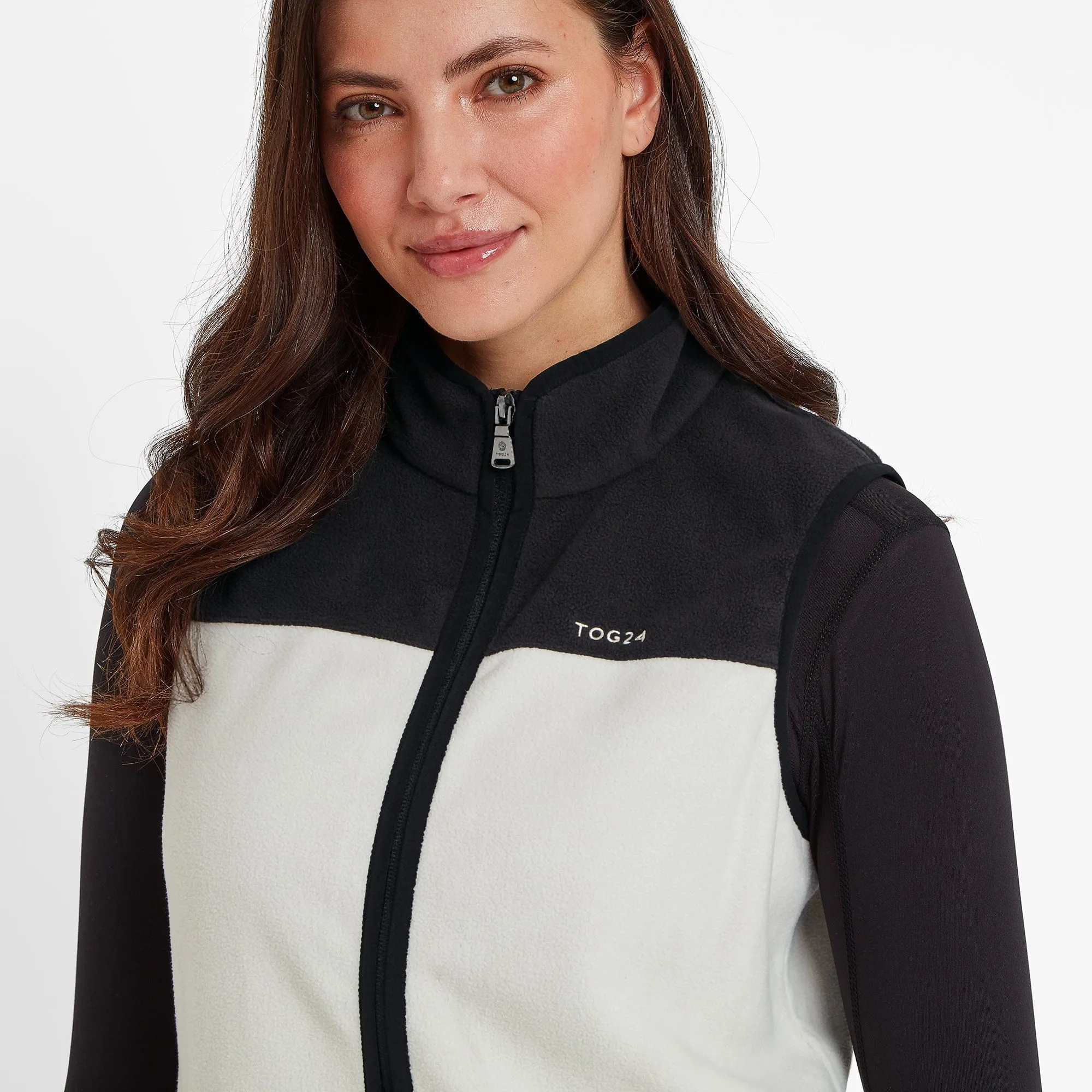 Sarel Womens Colour Block Fleece Gilet - Vanilla/Black