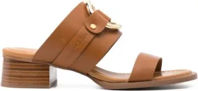 See by Chloé 45mm ring-detail leather mules Brown