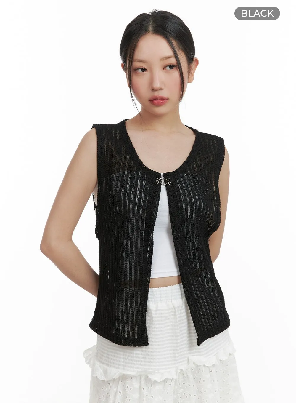 Sheer Knit Sleeveless Vest CA409