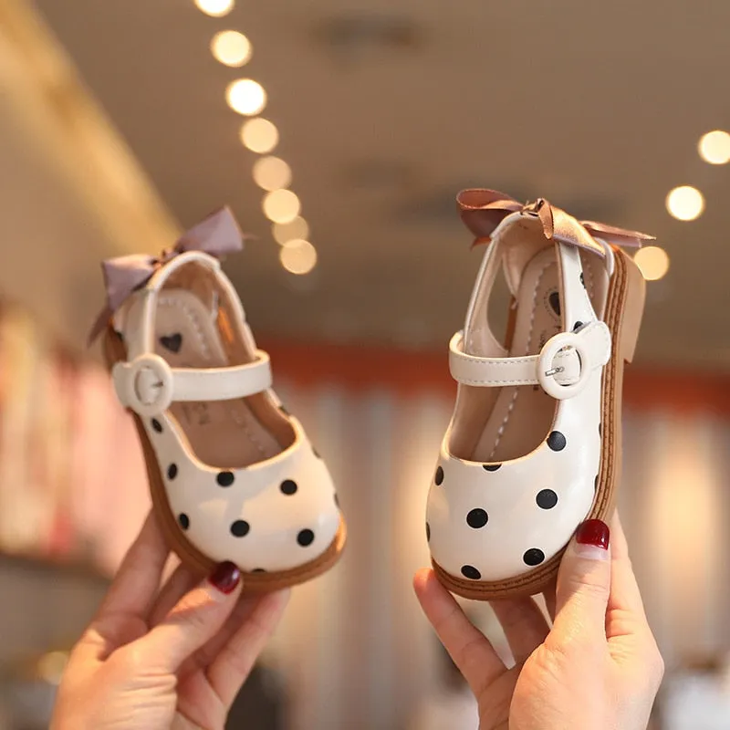 Shoes for Girls Half Sandals Shoes Toddlers Little Children Shoes Cut-outs Dots with Bowtie Bow-knot on The Back Sweet