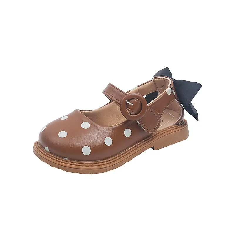 Shoes for Girls Half Sandals Shoes Toddlers Little Children Shoes Cut-outs Dots with Bowtie Bow-knot on The Back Sweet