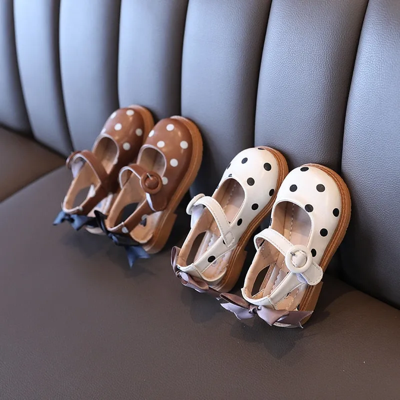 Shoes for Girls Half Sandals Shoes Toddlers Little Children Shoes Cut-outs Dots with Bowtie Bow-knot on The Back Sweet