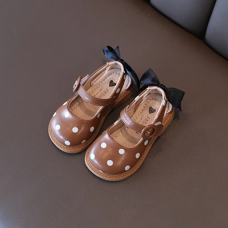 Shoes for Girls Half Sandals Shoes Toddlers Little Children Shoes Cut-outs Dots with Bowtie Bow-knot on The Back Sweet