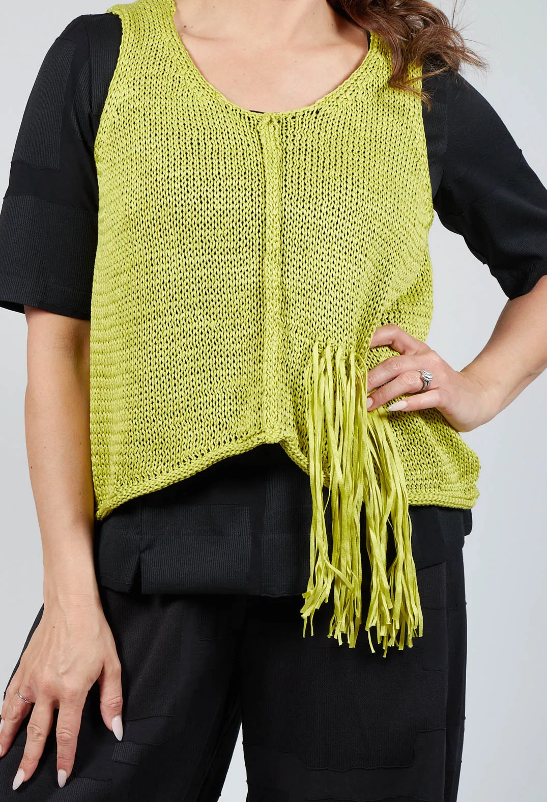 Sleeveless Knitted Vest in Lemon