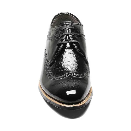 Stacy Adams Dayton Black Patent & Snakeskin Print Lace-Up Oxfords