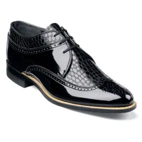 Stacy Adams Dayton Black Patent & Snakeskin Print Lace-Up Oxfords