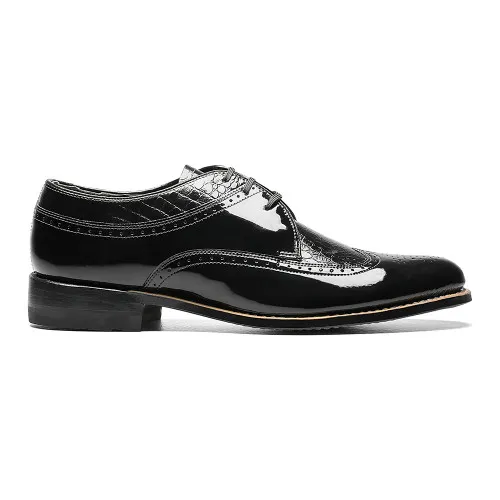 Stacy Adams Dayton Black Patent & Snakeskin Print Lace-Up Oxfords