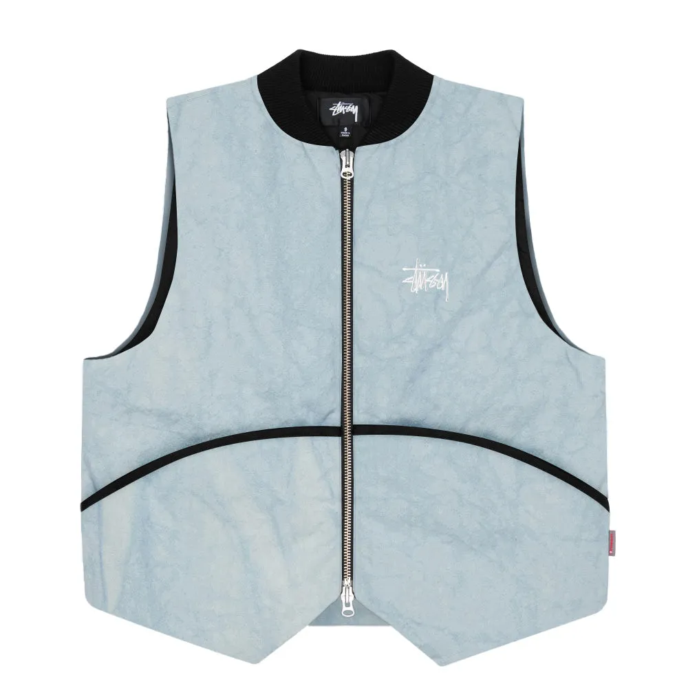 STSSY WASHED CANVAS PRIMALOFT VEST // LIGHT BLUE