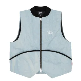 STSSY WASHED CANVAS PRIMALOFT VEST // LIGHT BLUE