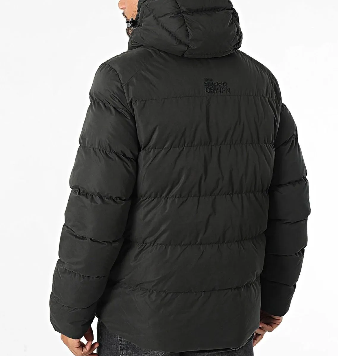 Superdry Hooded Microfibre Sports Puffer Jacket Black