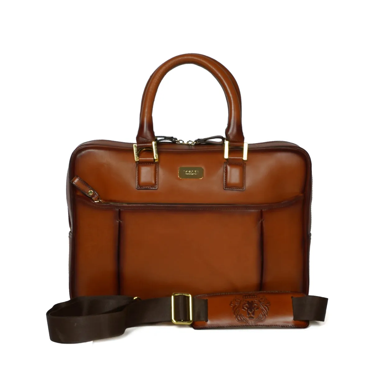 Tan Elegant Look Office Leather Briefcase By Brune & Bareskin