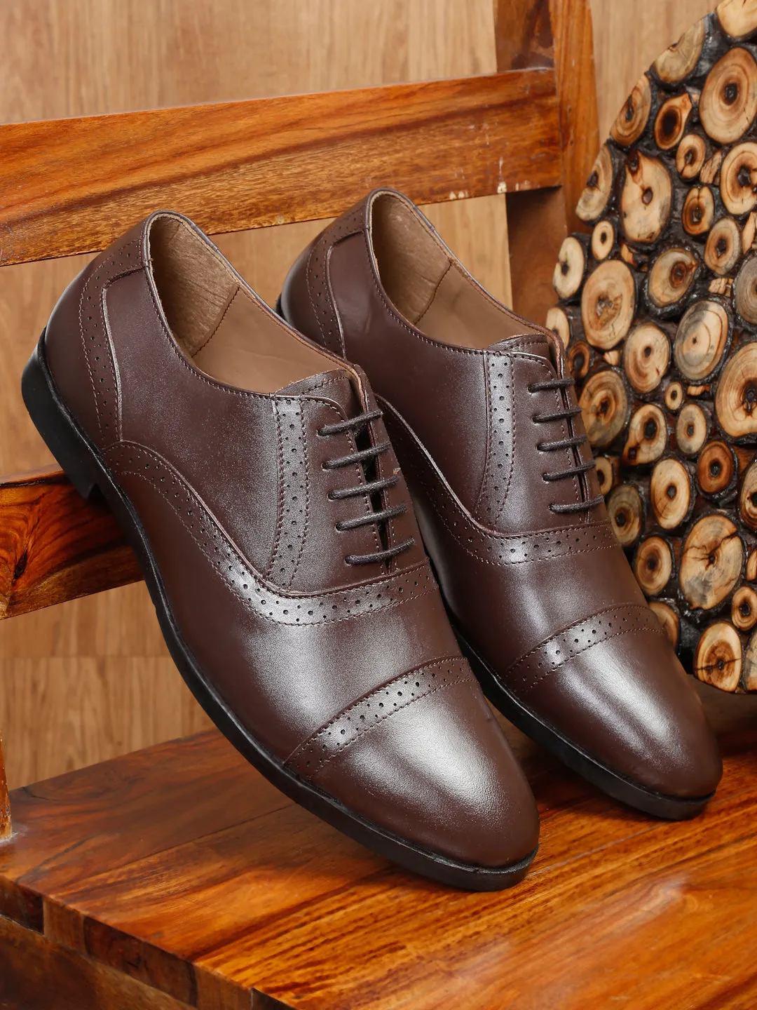 Teakwood Leather Men Solid Brown Brogues - - Clearance sale