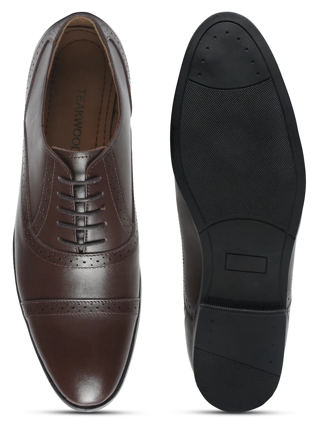 Teakwood Leather Men Solid Brown Brogues - - Clearance sale