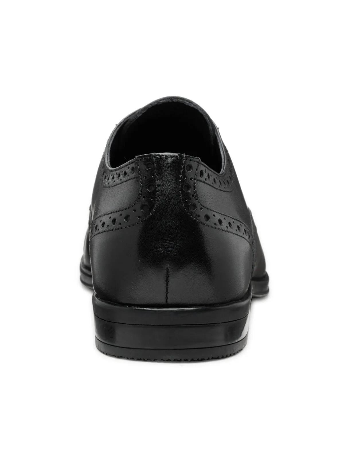 Teakwood Men Black Leather Formal Brogues Shoes