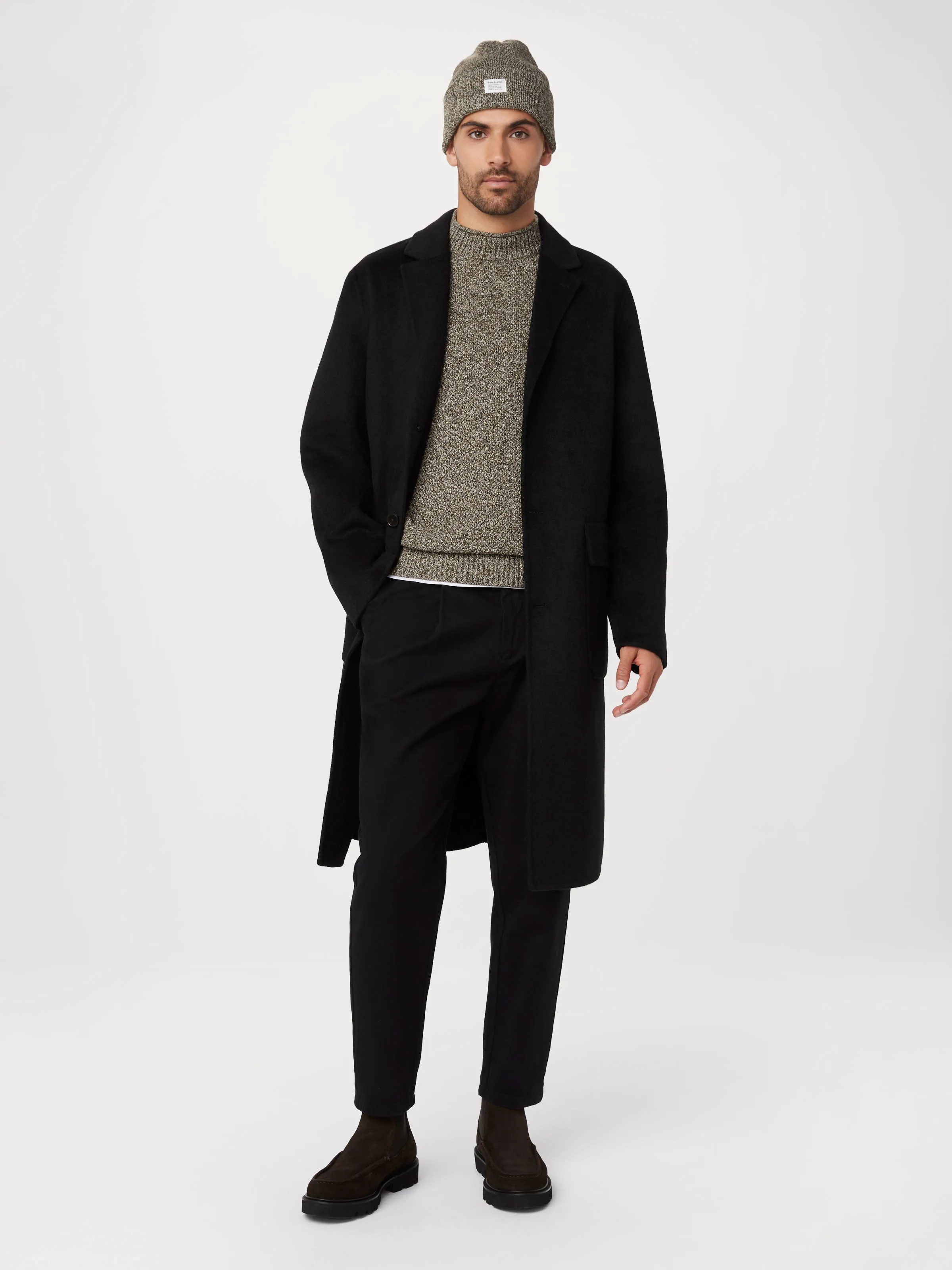 The Michel Recycled Wool Topcoat in Black