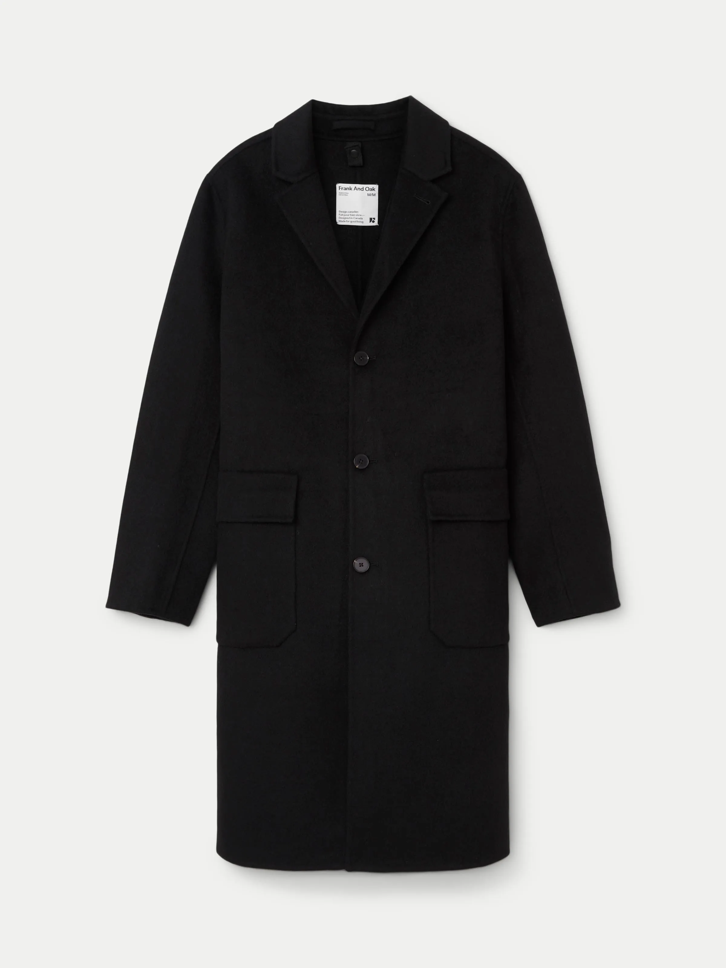 The Michel Recycled Wool Topcoat in Black