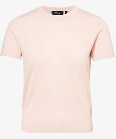 Theory Womens Blush Basic short-sleeves wool T-shirt