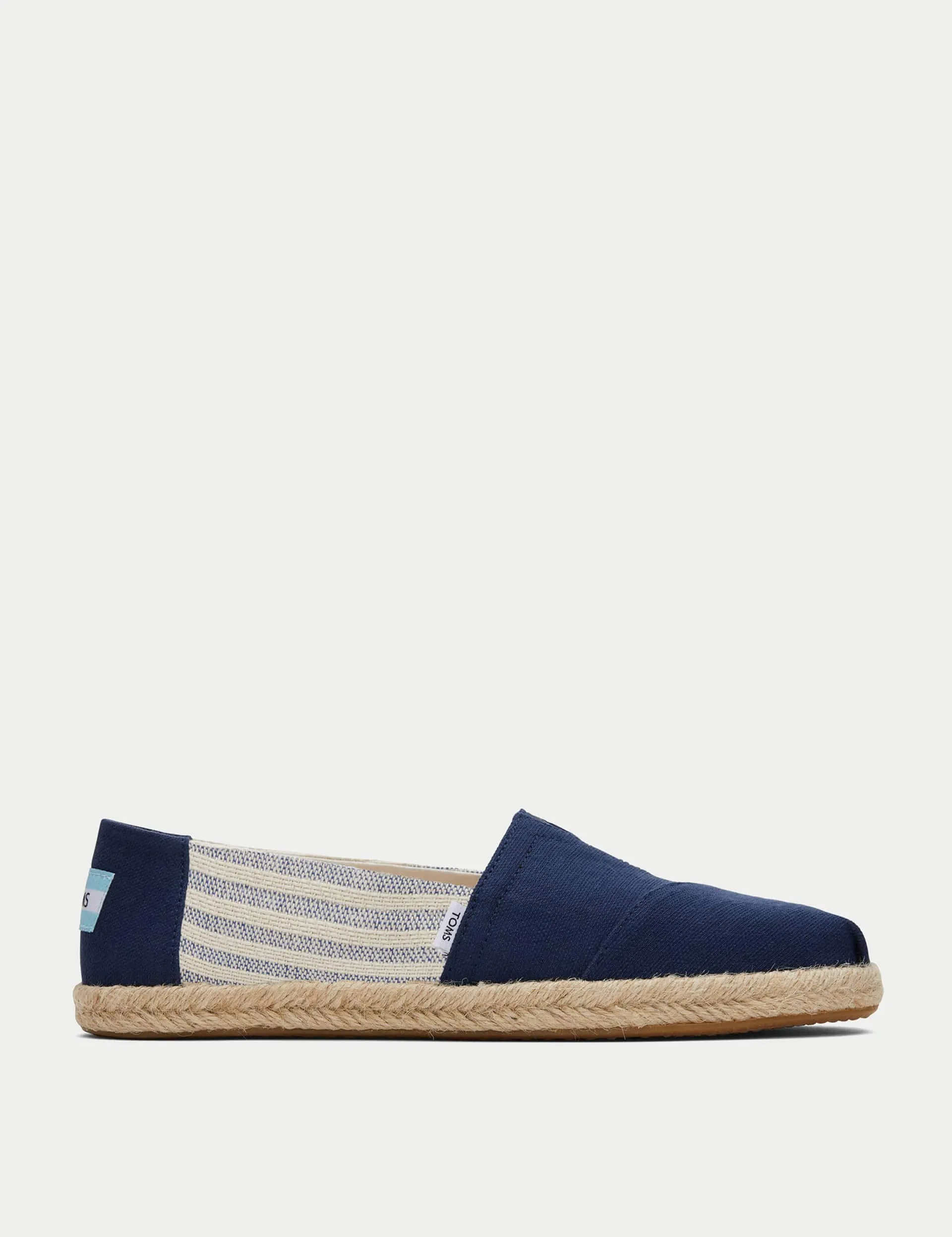 Toms Women's Canvas Slip On Flat Espadrilles - 5 - Navy Mix, Navy Mix,Natural Mix