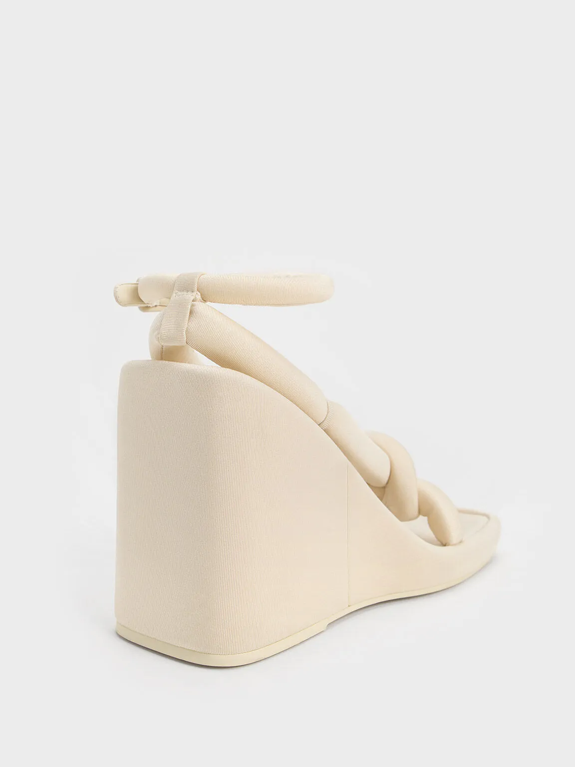 Toni Knotted Puffy-Strap Wedges - Chalk