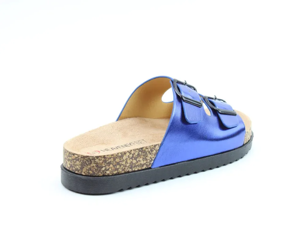 Totnes Double Buckle Slider- Blue- Heavenly Feet