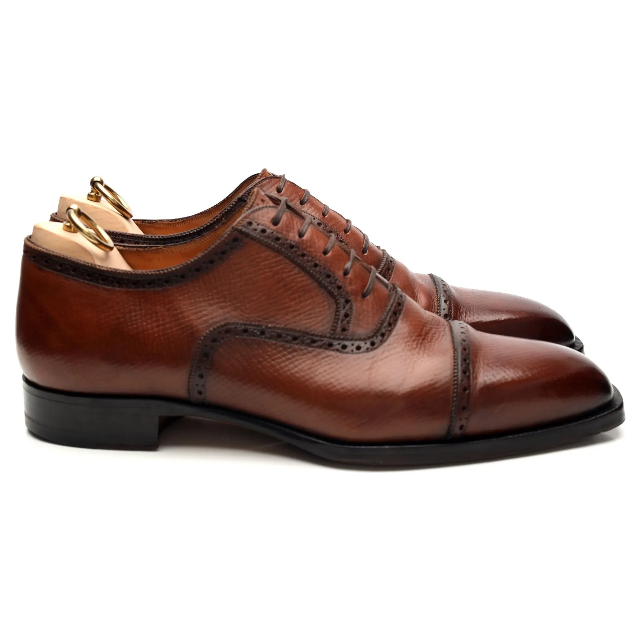 Tradizione Brown Leather Oxford Semi Brogues UK 8.5 EU 42.5