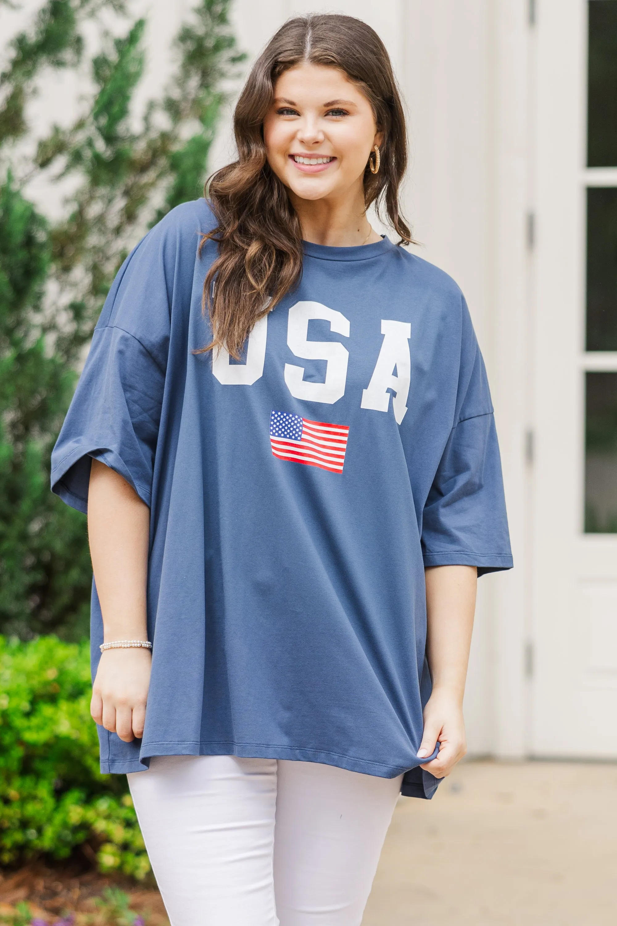 True American Spirit Boyfriend Tee, Navy