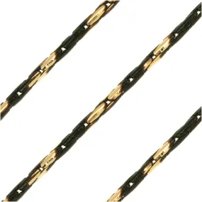 Two, Tone Snake Beading Chain, Black and Gold Tone, 1.25mm, by the Foot