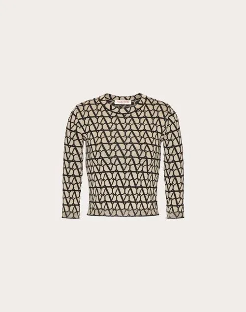 VALENTINO  |Wool Long Sleeves Elegant Style Logo V-neck & Crew neck