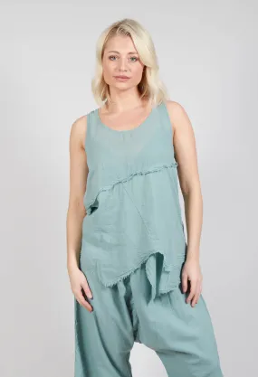 Vest Top with Raw Edges in Pale Turquoise