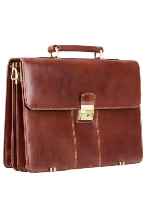 Warwick Leather Briefcase Brown