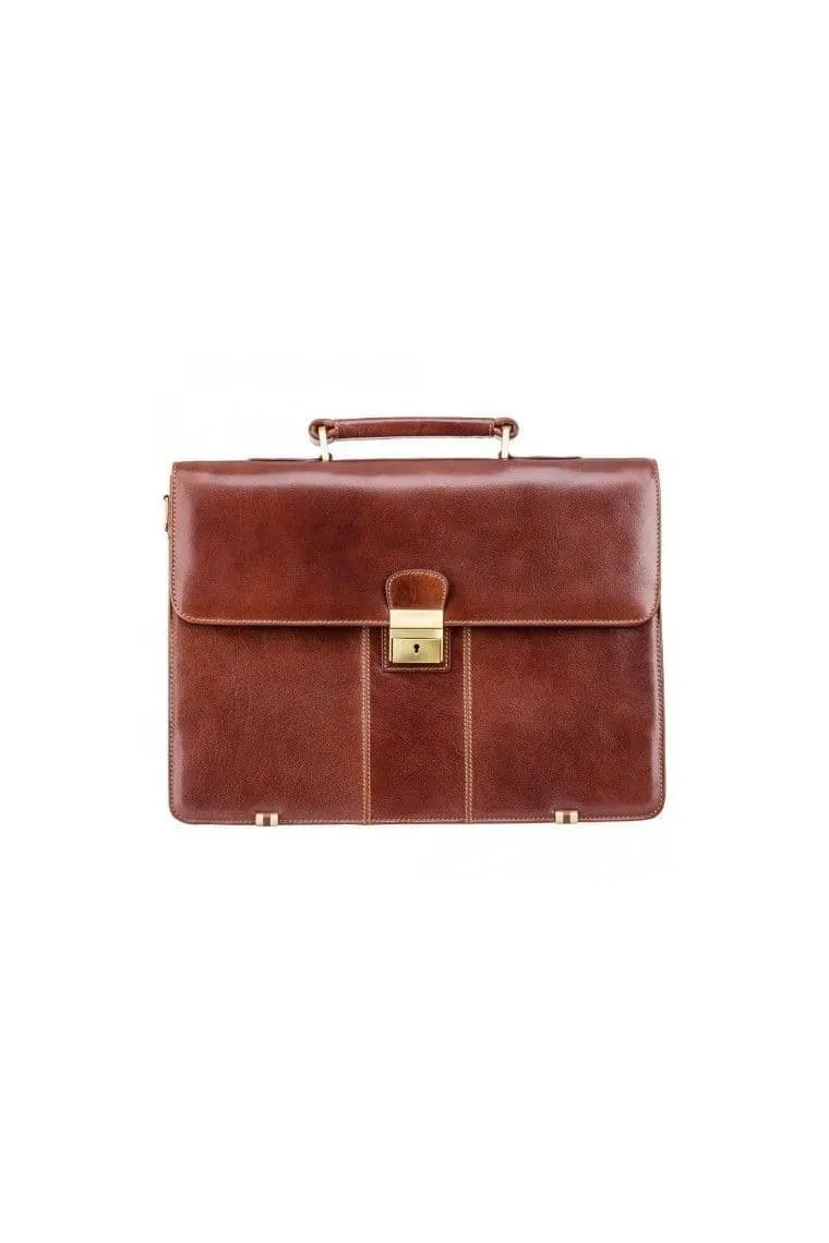 Warwick Leather Briefcase Brown