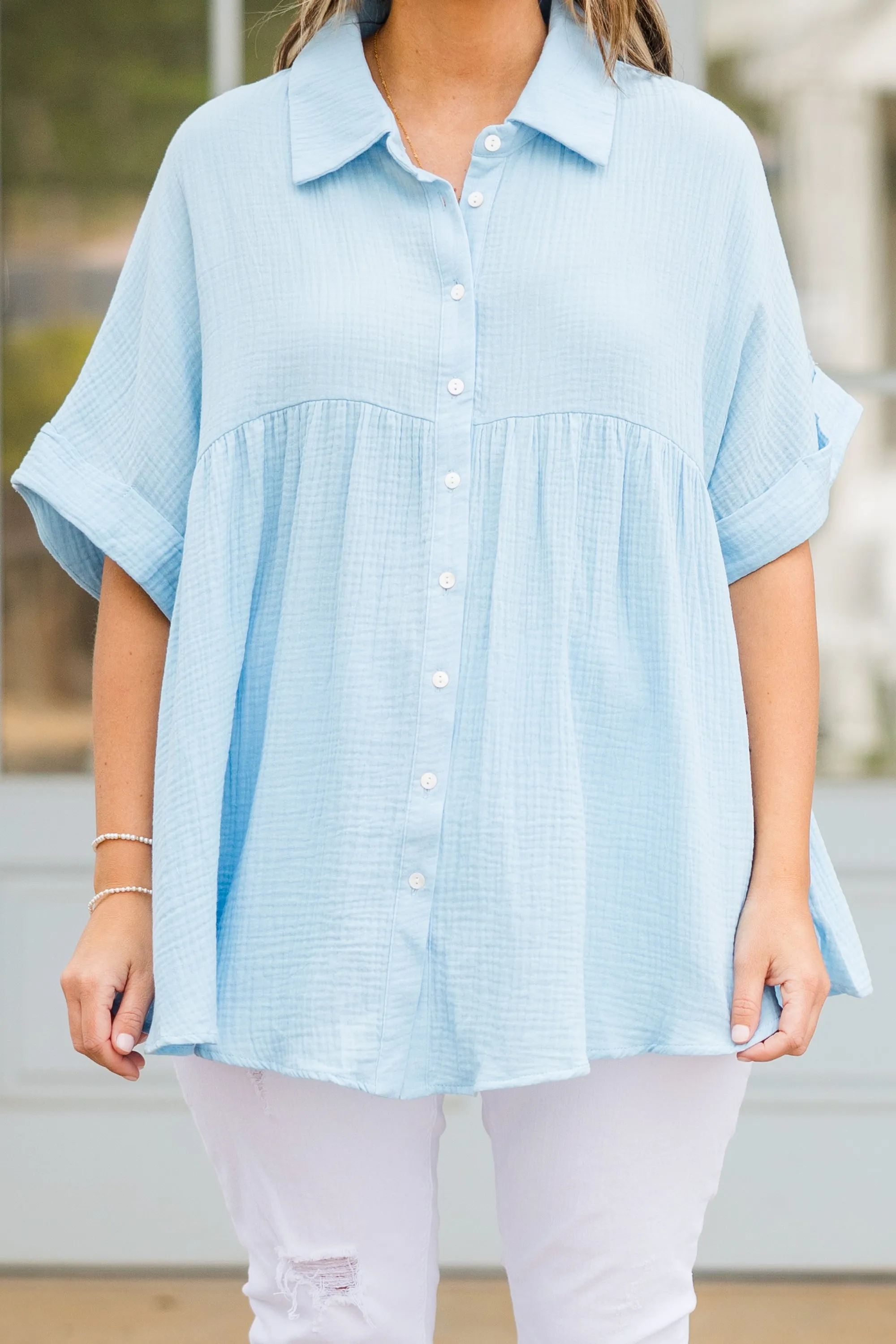 We're On Repeat Again Top, Airy Blue