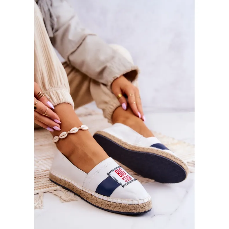 Women's Slip-On Espadrilles Big Star JJ274964 White and Navy Blue