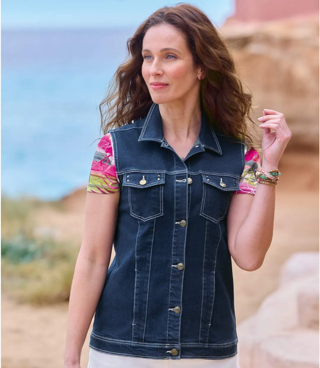 Women's Blue Denim Gilet