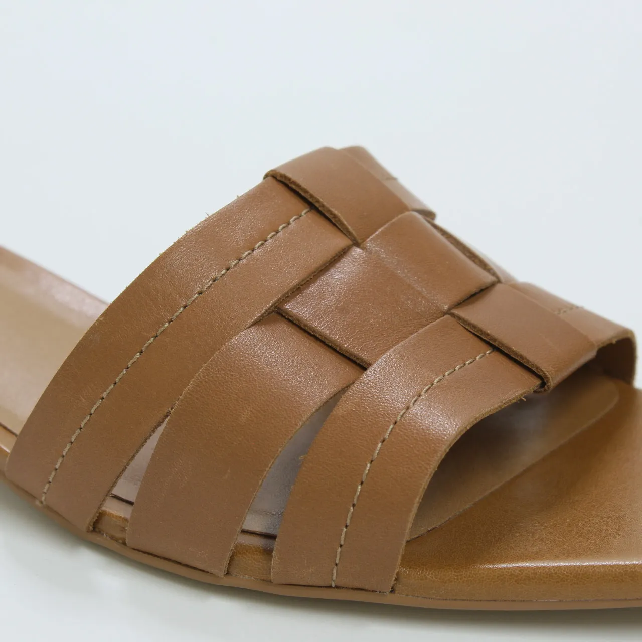 Womens Office Santorini Low Block Mules Tan Leather