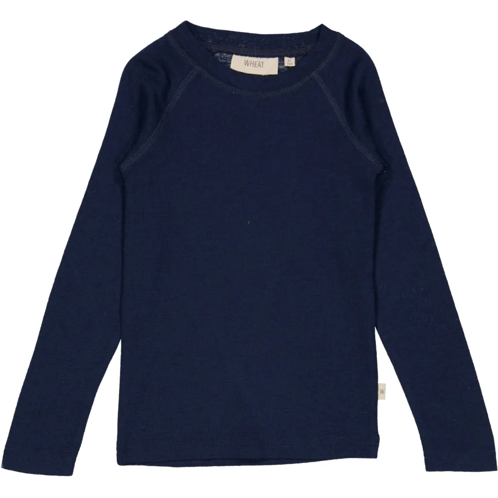 Wool T-Shirt LS - navy