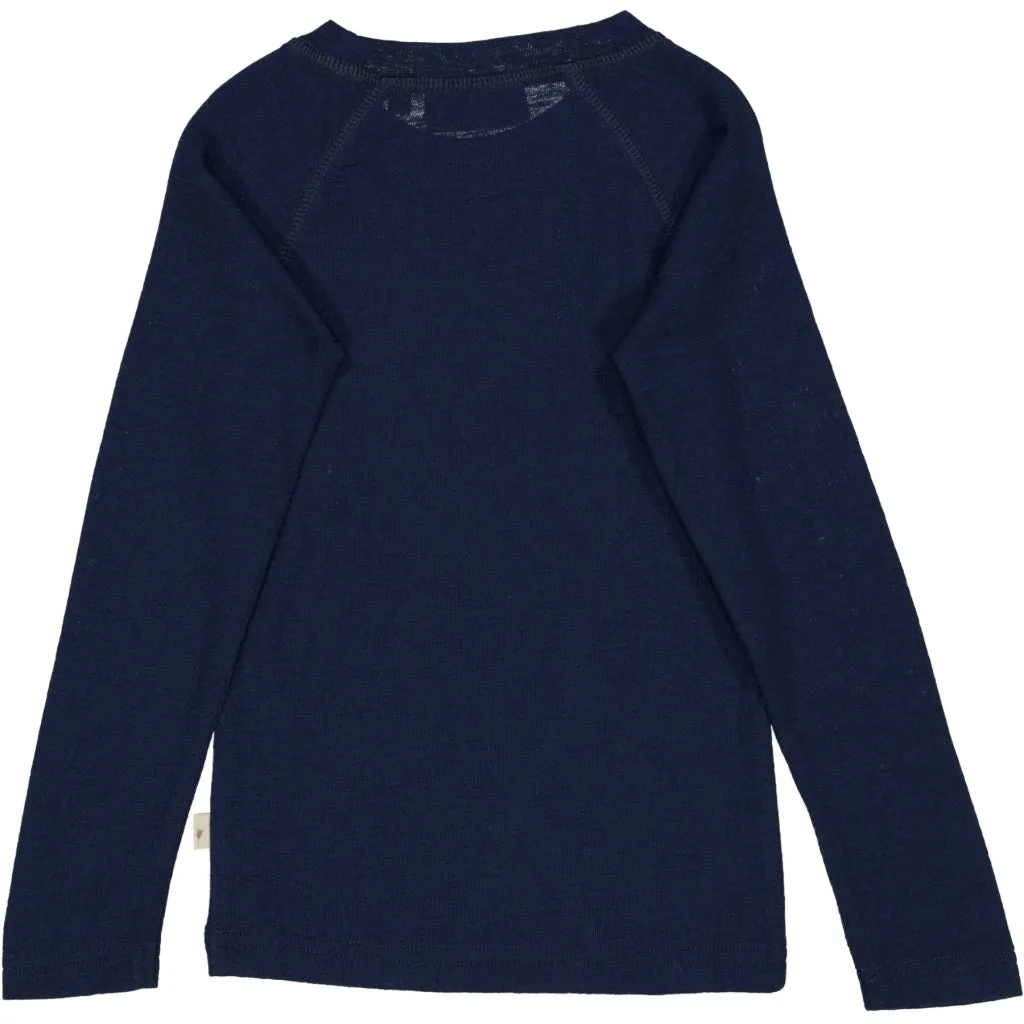 Wool T-Shirt LS - navy