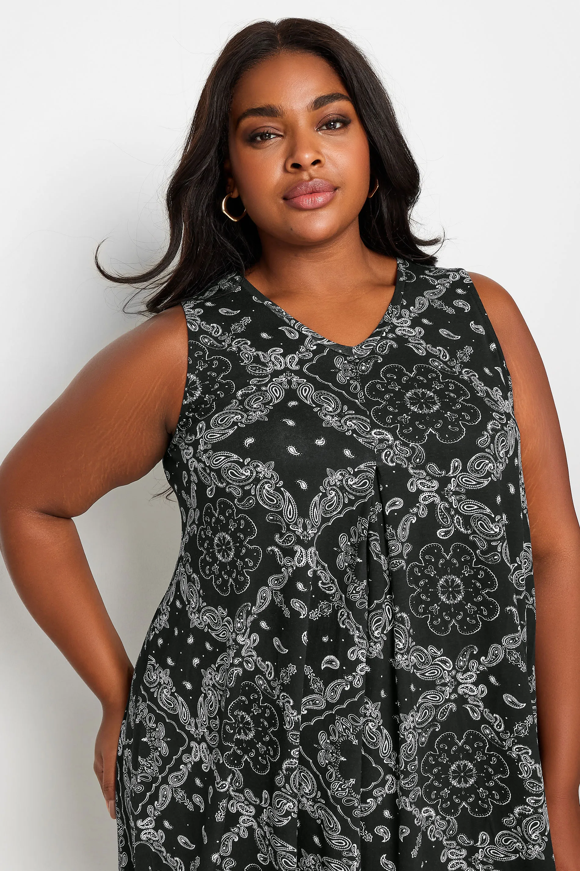 YOURS Curve Black Abstract Print Swing Vest Top