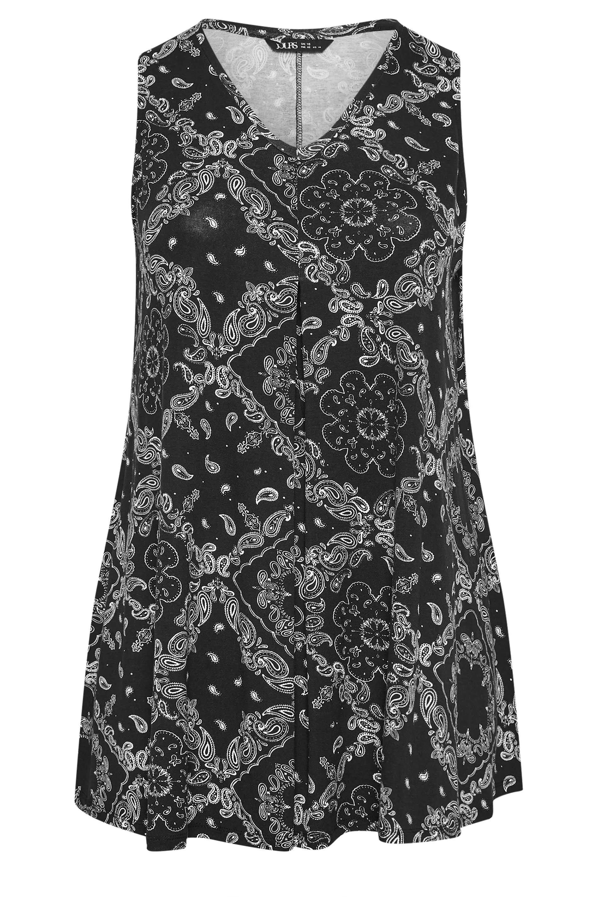 YOURS Curve Black Abstract Print Swing Vest Top