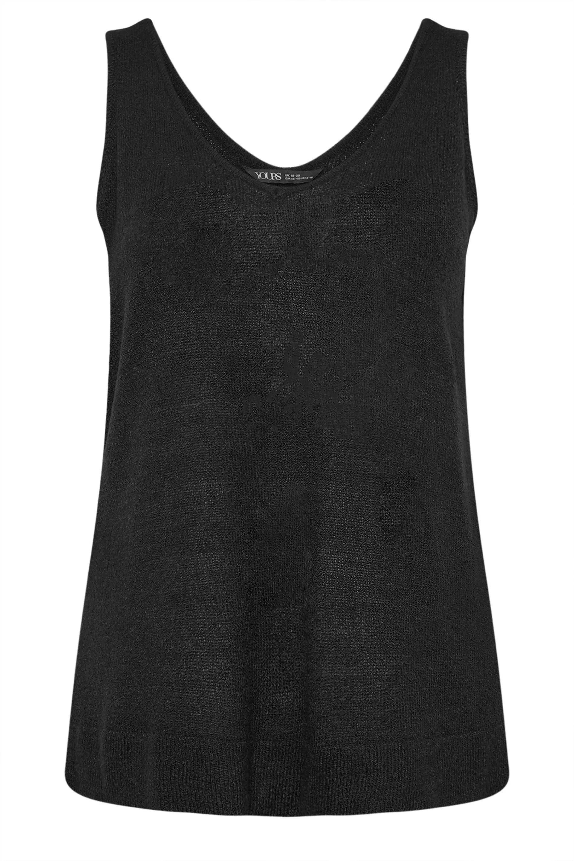 YOURS Curve Black Knitted Vest Top