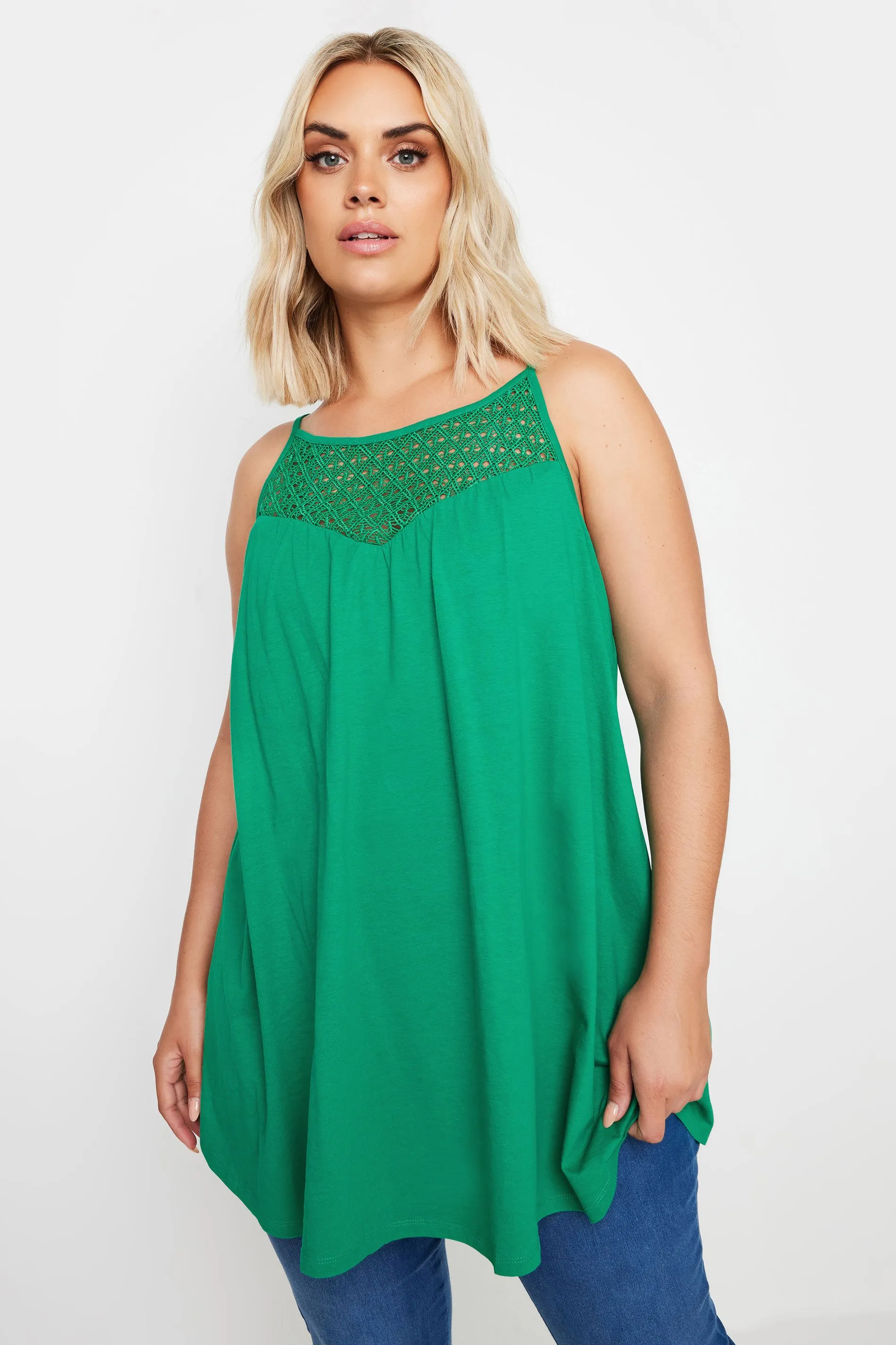 YOURS Curve Green Crochet Vest Top