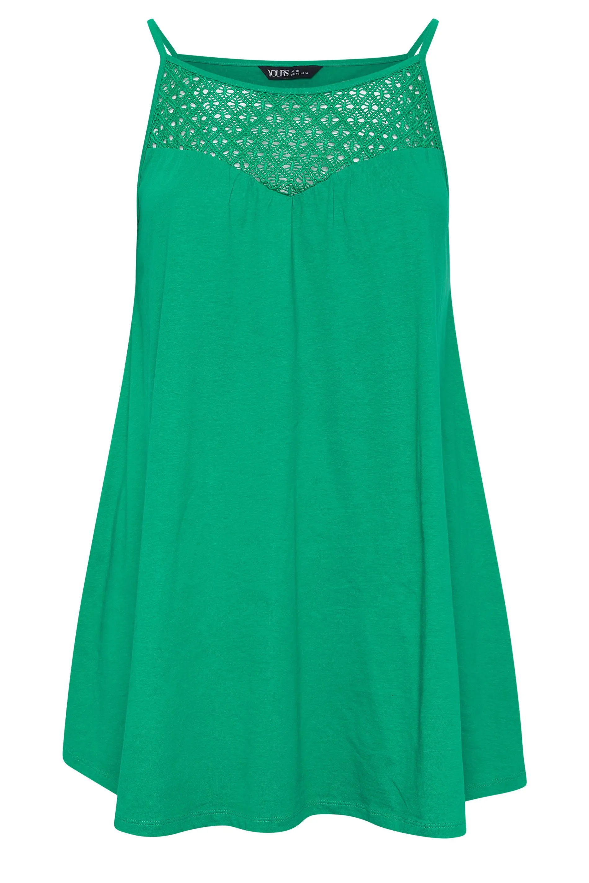 YOURS Curve Green Crochet Vest Top