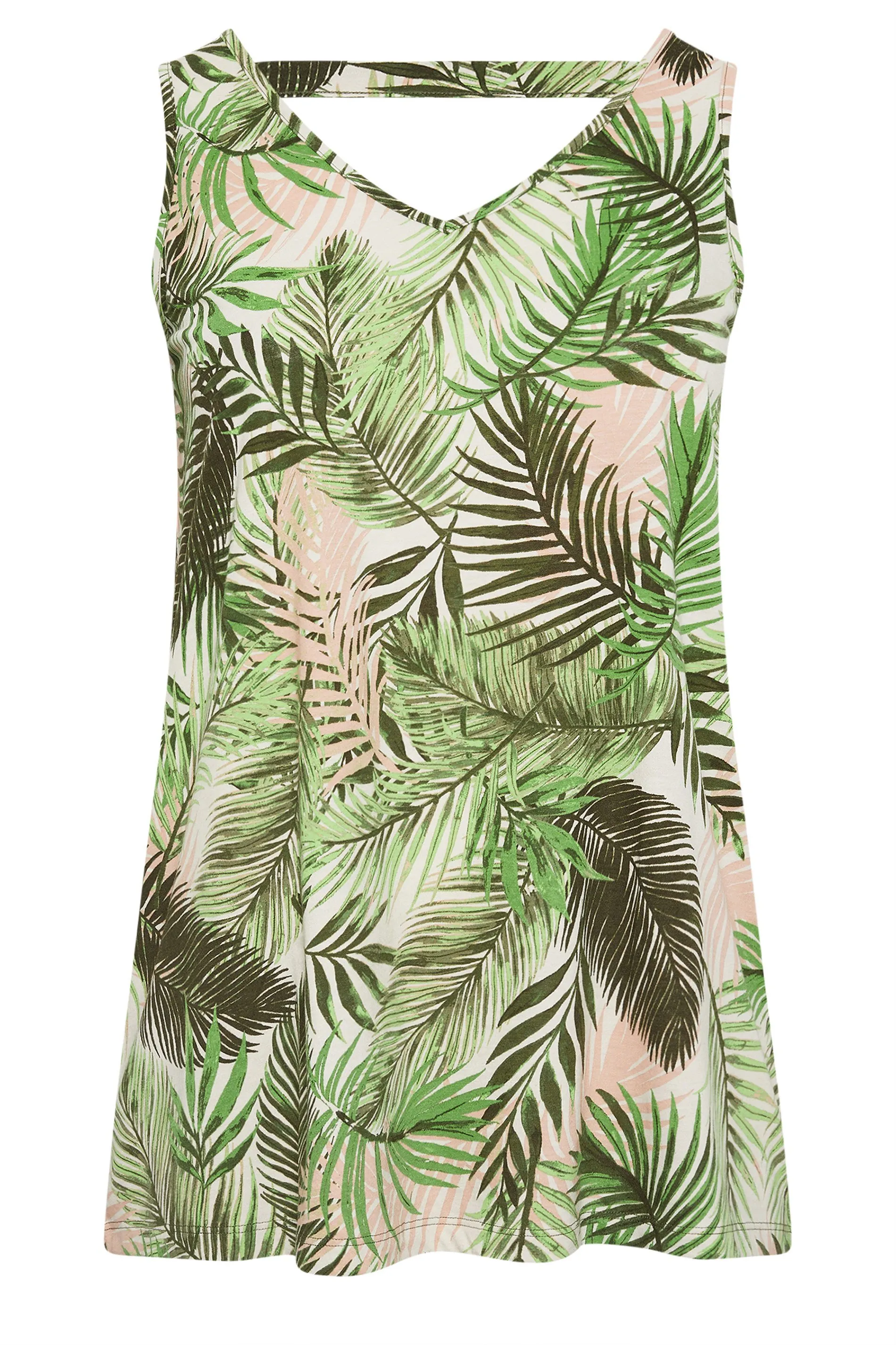 YOURS Curve Green Tropical Print Vest Top