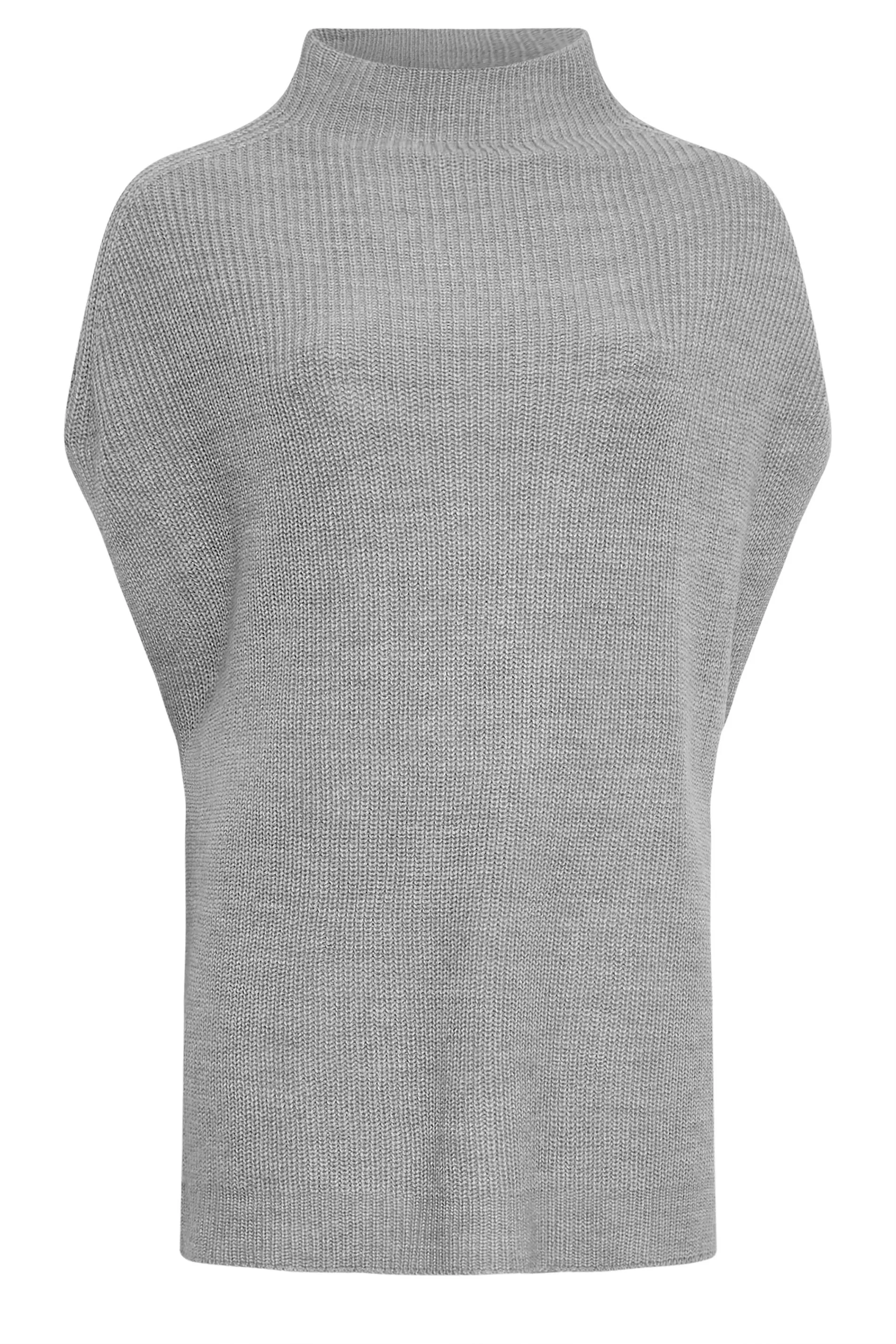 YOURS Curve Grey High Neck Knitted Vest Top