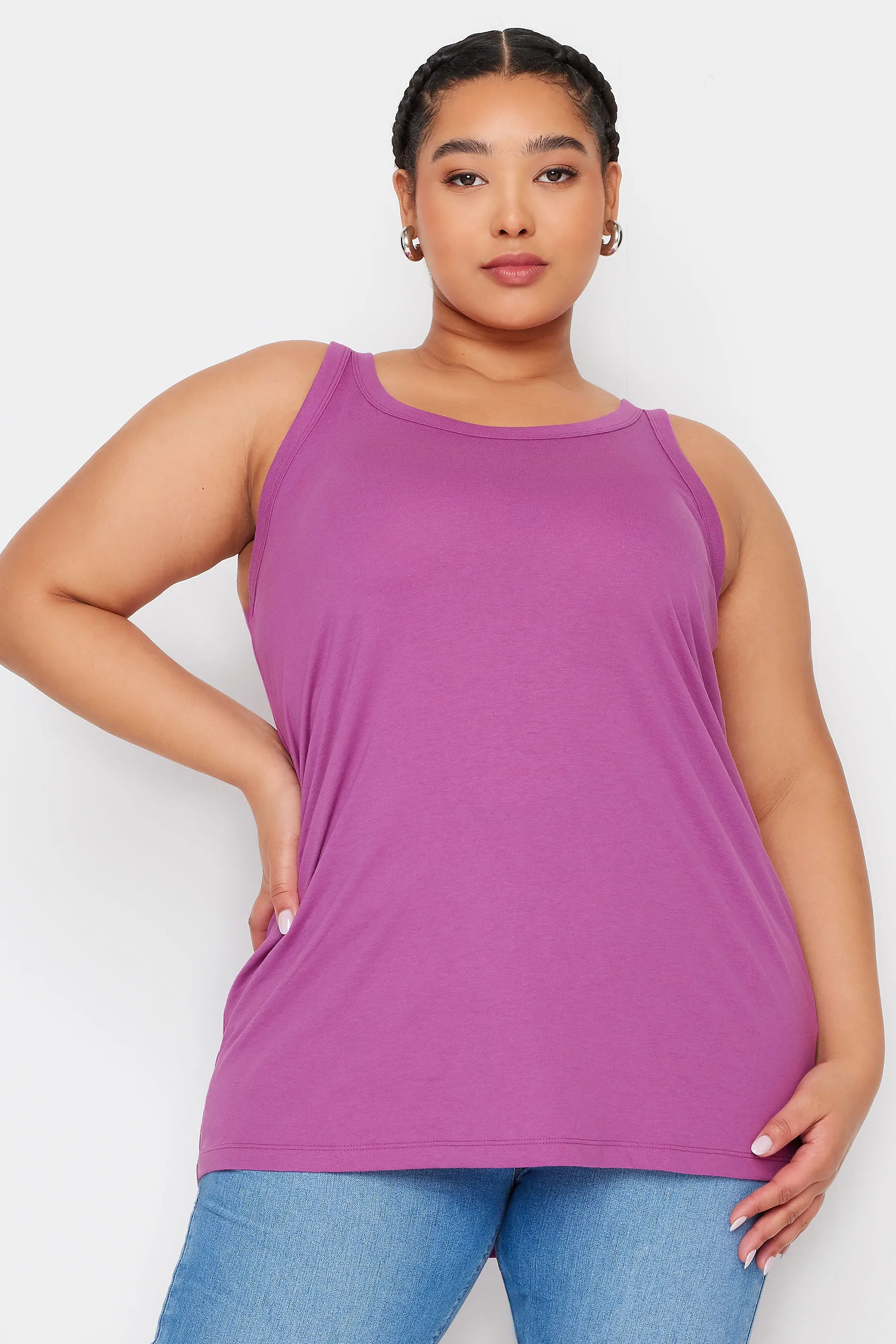 YOURS Curve Purple Cotton Blend Vest Top