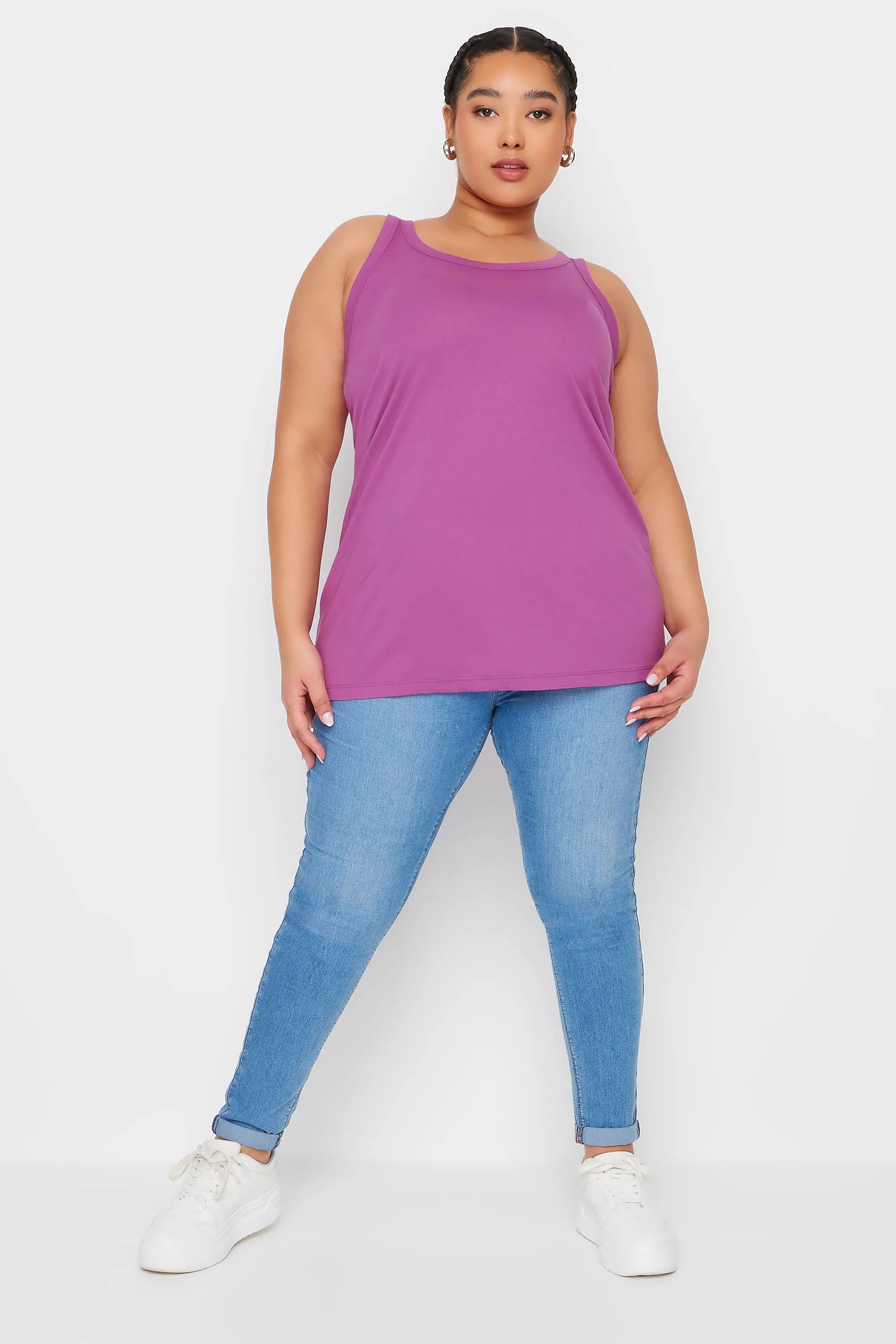 YOURS Curve Purple Cotton Blend Vest Top